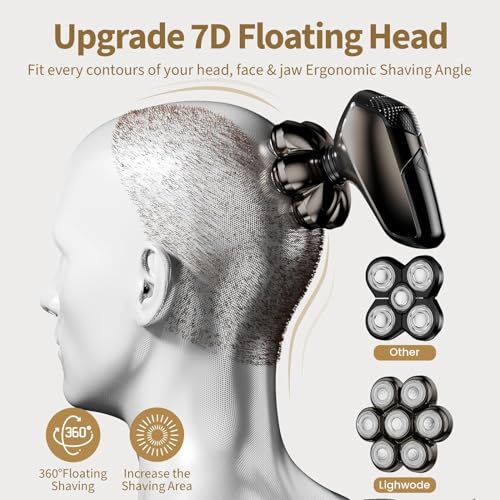Detachable Head Electric Razor 7D Rotary Shaver Grooming Kit with Type-C Charge S125