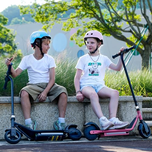 Electric Scooter for Kids, 150W Motor, LED Display, 3 Speeds Adjustable, 3 Adjustable Heights, Colorful Lights, Double Brake, Magnetic Charging J8416