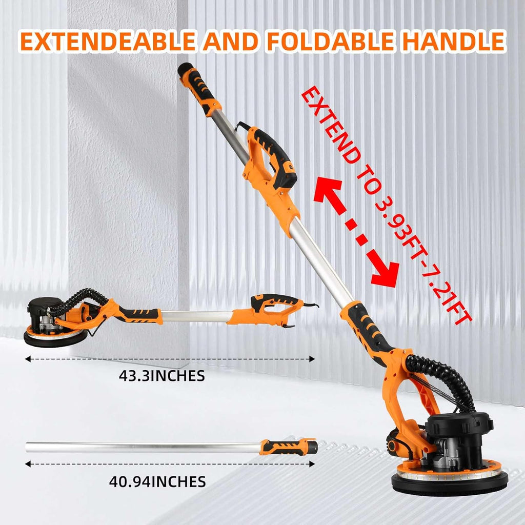 1390W Electric Drywall Sander with Vacuum, 13ft Cord, Auto Dust Collection T6487