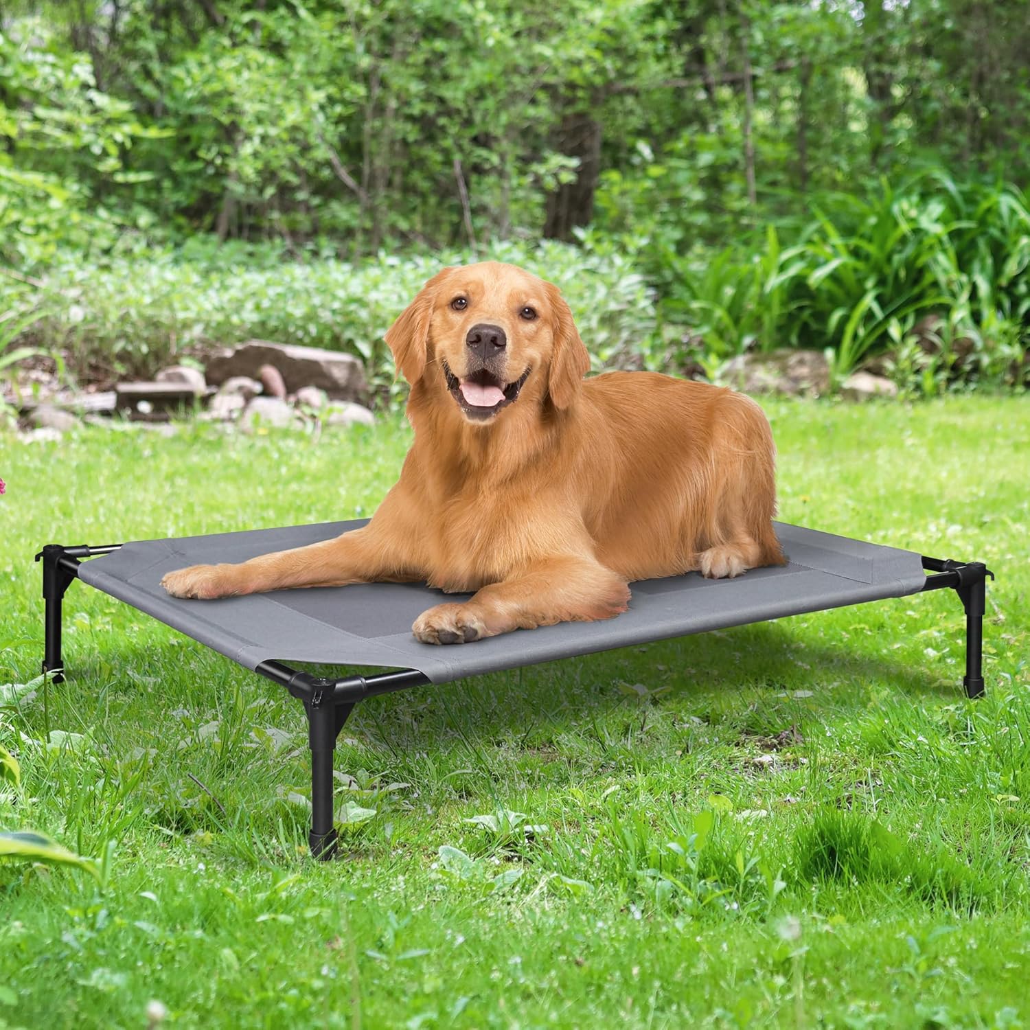 Grey 42 Inch Elevated Dog Bed with Mesh N918