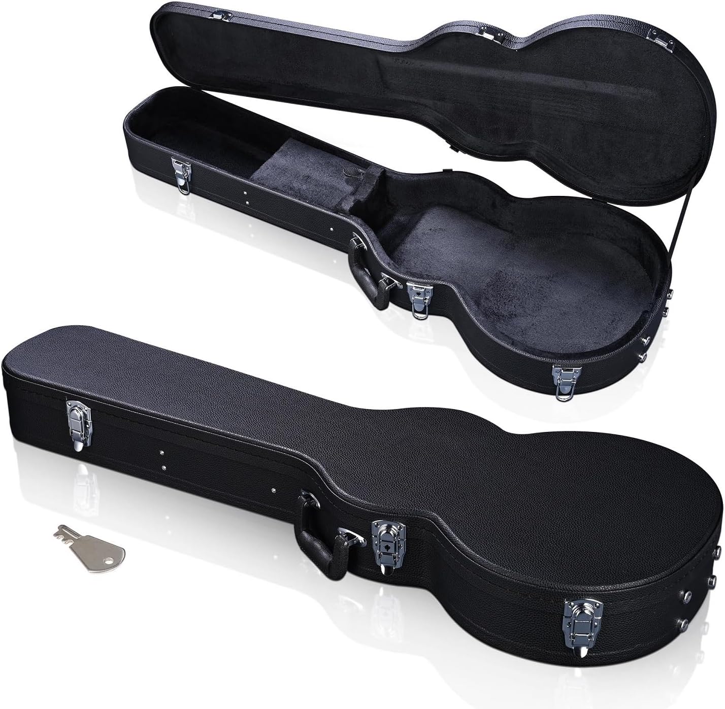 Black PU Leather Wooden Hard-Shell Guitar Case U549080