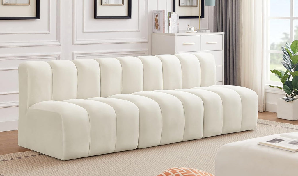 Cream Velvet Sofa G4791
