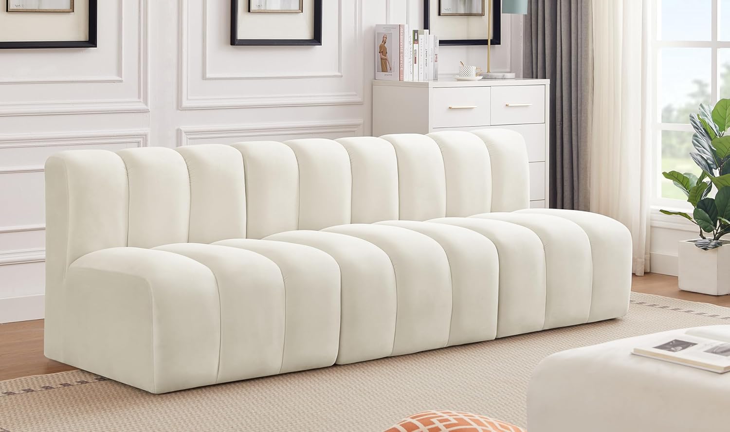 Cream Velvet Sofa G4791