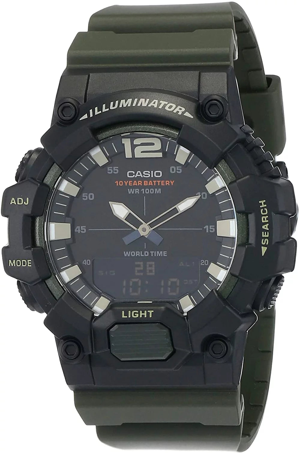 Green Black Analog-Digital World Time Watch C1784