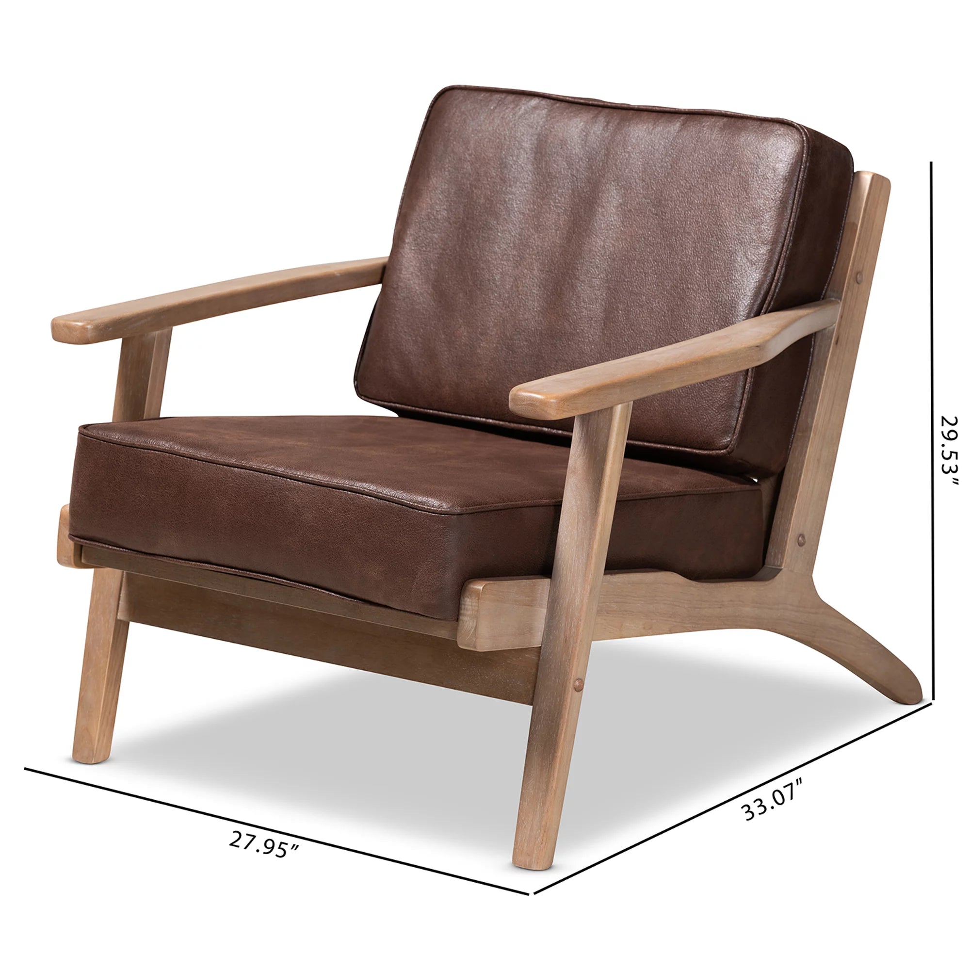 Dark Brown Faux Leather Armchair J975092