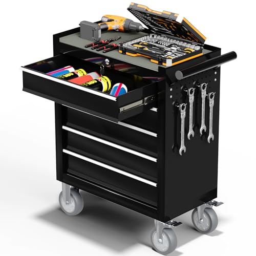 4-Drawer Black Rolling Tool Chest with Wheels L99024