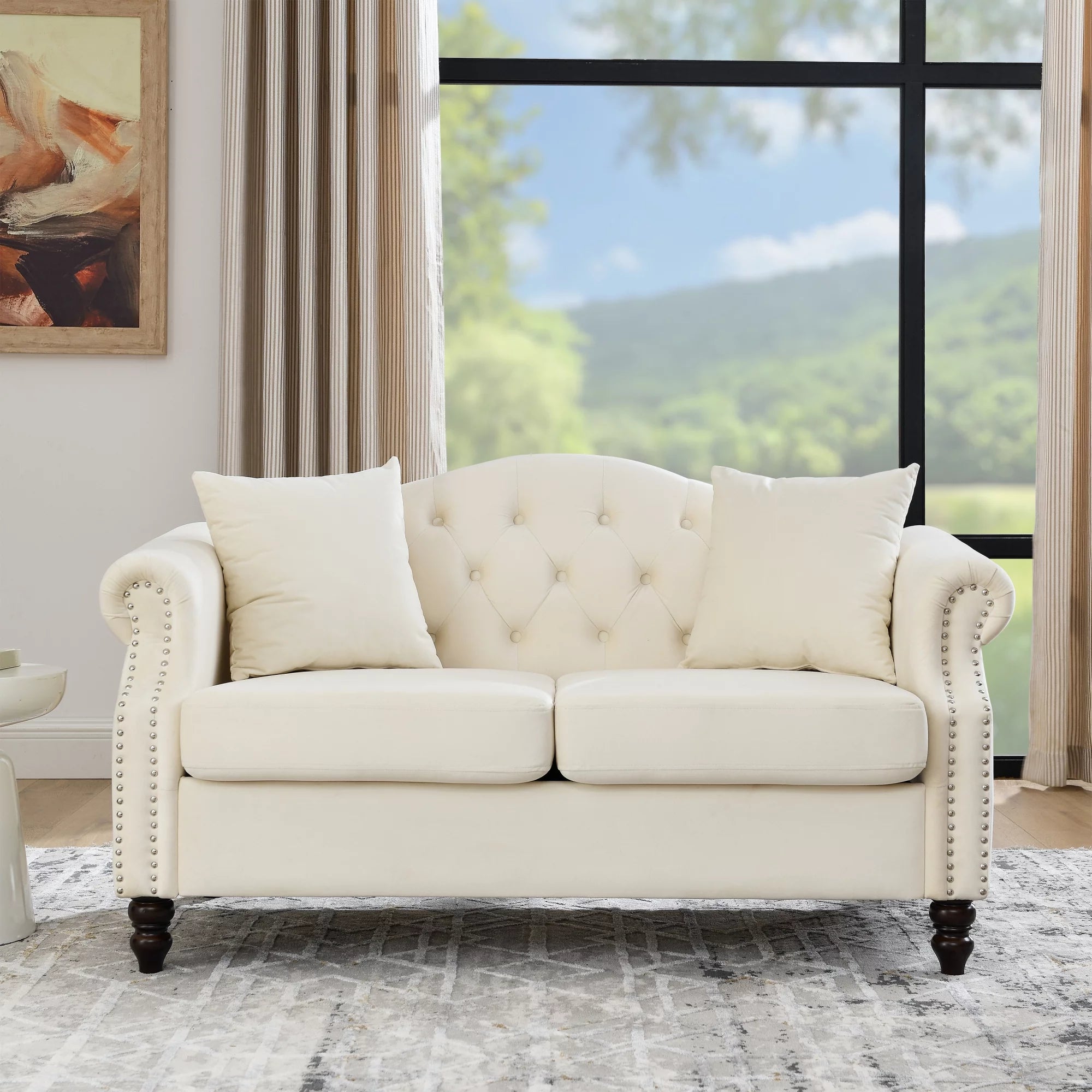 Grey Velvet 2 Seater Chesterfield Sofa G767352