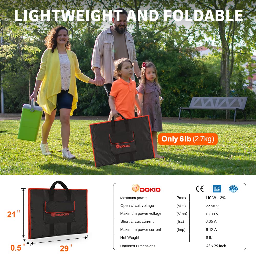 110w 18v Portable Foldable Solar Panel Kit with Controller 2 Usb Output T186