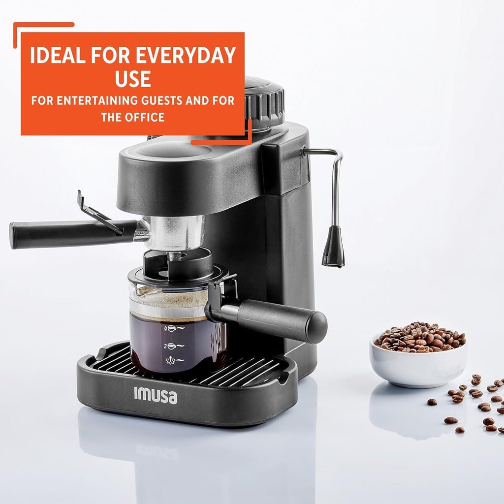 4 Cup Espresso Cappuccino Maker, Black P601