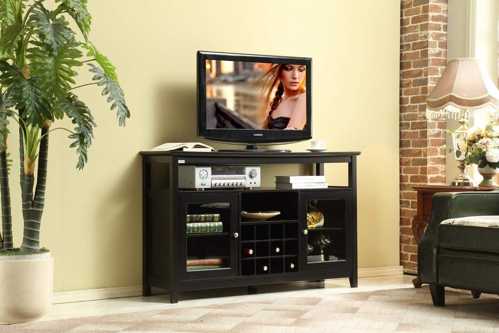 Black Wooden Sideboard with Wine Rack D998246