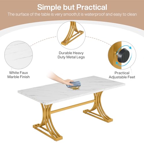 63-Inch Rectangular Dining Table with Grey Table Top and Metal Legs A6584