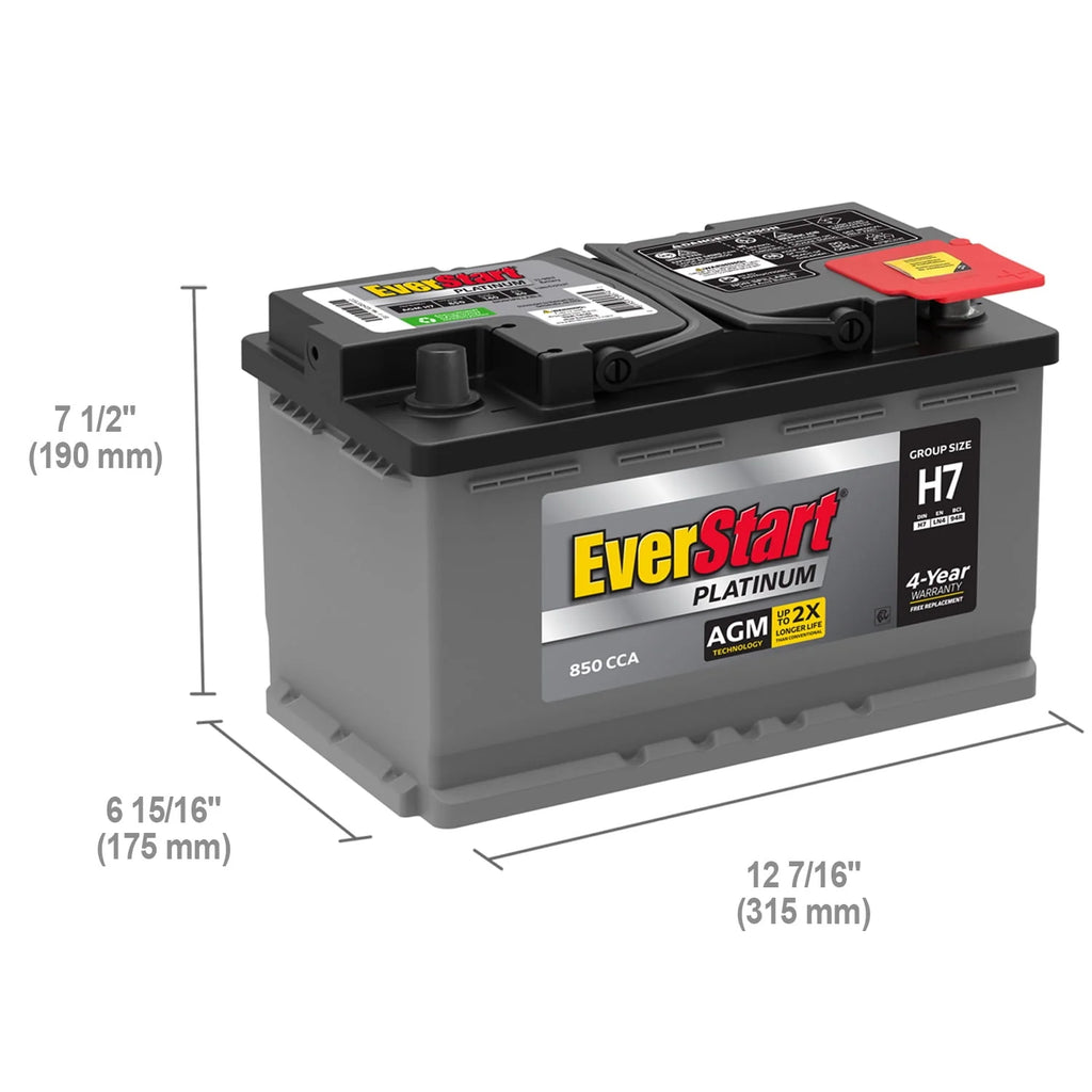 Platinum AGM Automotive Battery, Group Size H7 / LN4 / 94R 12 Volt, 800 CCA 140 RC Q71190