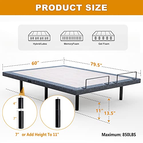 Adjustable Twin XL Electric Bed Frame with Wireless Remote S387347