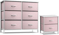 6 Drawer Pink Kids Dresser with Nightstand U886530