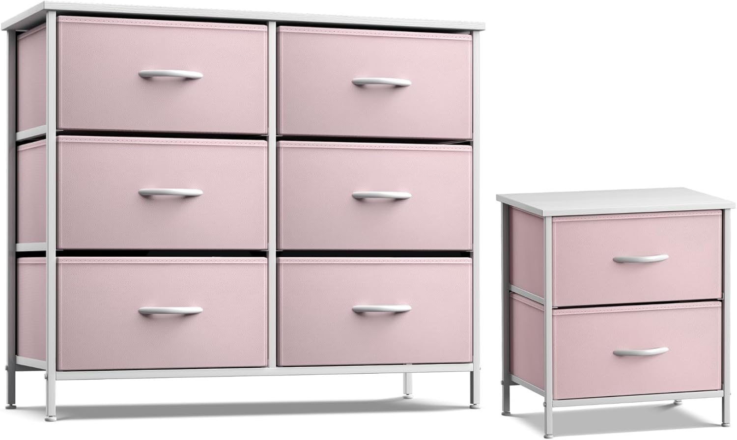 6 Drawer Pink Kids Dresser with Nightstand U886530