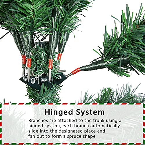 6ft Artificial Christmas Tree with Metal Hinges and Foldable Base D295856