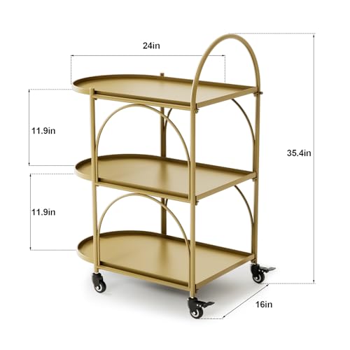 Black Metal Bar Cart with Wheels I3214