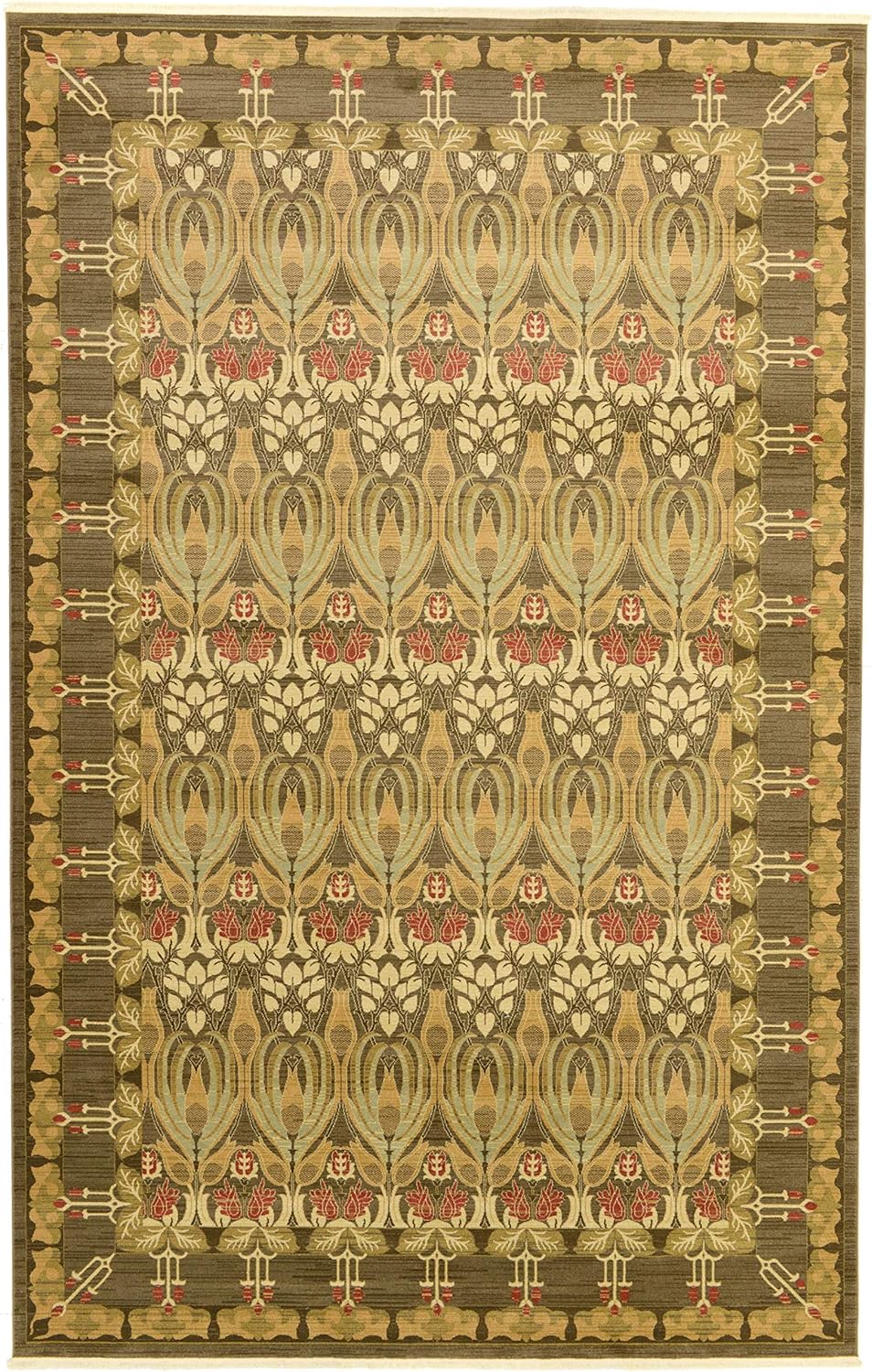 10' 6" x 16' 5" Rectangle Brown Light Blue Area Rug J285291