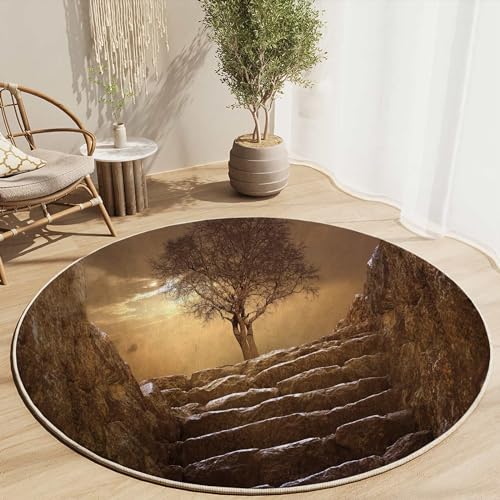 Green Tropical Leaves Round Rug 39 in Floor Protector Mat P93256