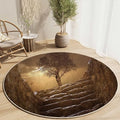 Green Tropical Leaves Round Rug 39 in Floor Protector Mat P93256