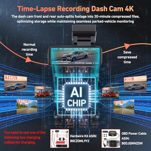 4K Dash Cam Front and Rear with 32GB Card M840