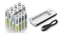 Rechargeable AA AAA Batteries 2300mAh 800mAh 8-Pack with 8-Bay Charger A813273