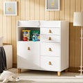 White 33.5" Wooden Baby Changing Table Dresser with Drawers V7667