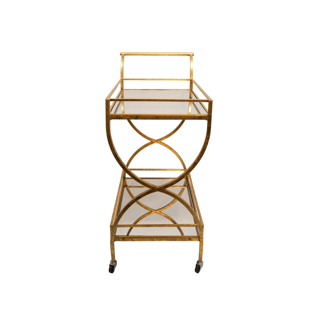 Gold Metal 2-Tier Rolling Bar Cart H71321