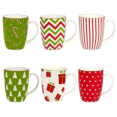 Set of 6 Assorted 14 oz Porcelain Mugs H951