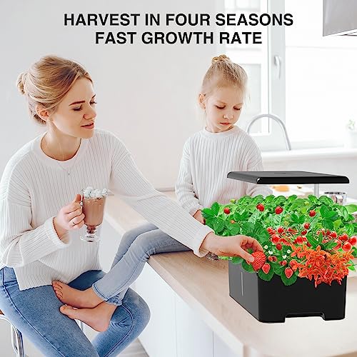 18 Pods Indoor Hydroponic Growing System with LED Grow Light, Black G997692