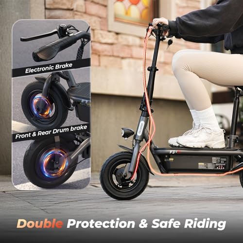 Electric Scooter with Seat, 37 Miles Long Range, 28 MPH Top Speed, 14" Pneumatic Tire R876