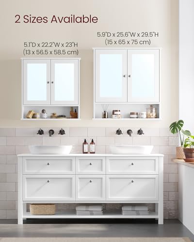 Dove Gray Wall-Mounted Bathroom Cabinet with 2 Mirrored Doors W830097
