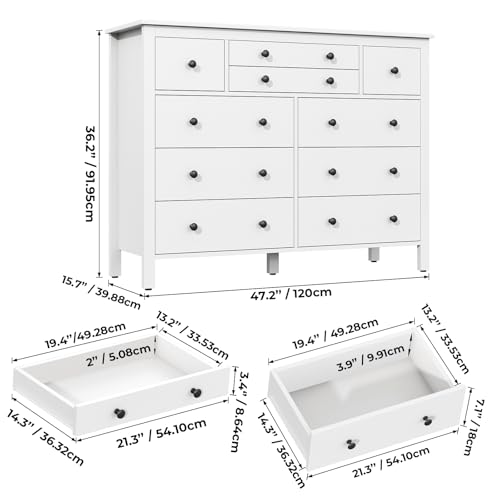 10 Drawer White Wooden Dresser N5955
