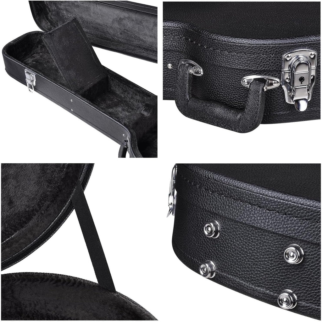 Black PU Leather Wooden Hard-Shell Guitar Case U549080
