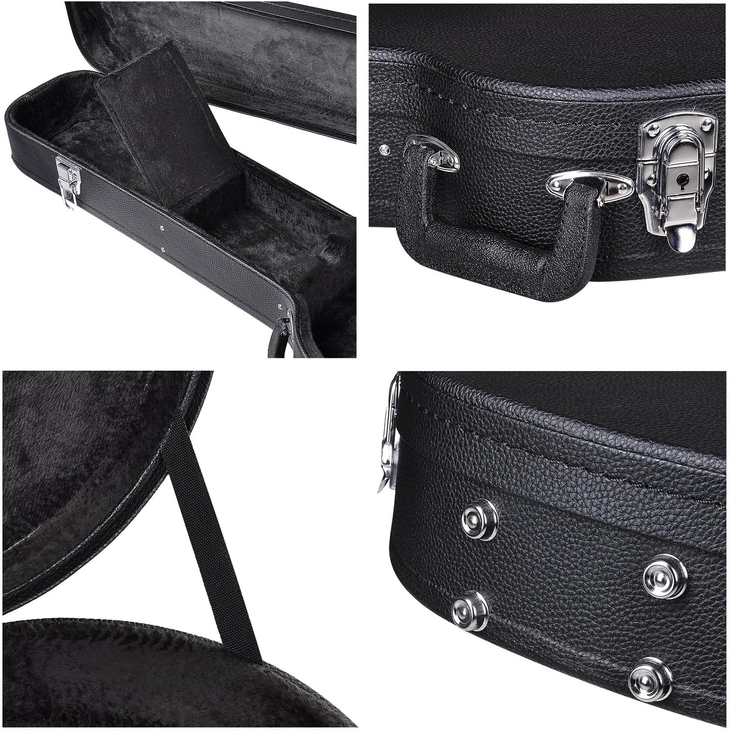 Black PU Leather Wooden Hard-Shell Guitar Case U549080