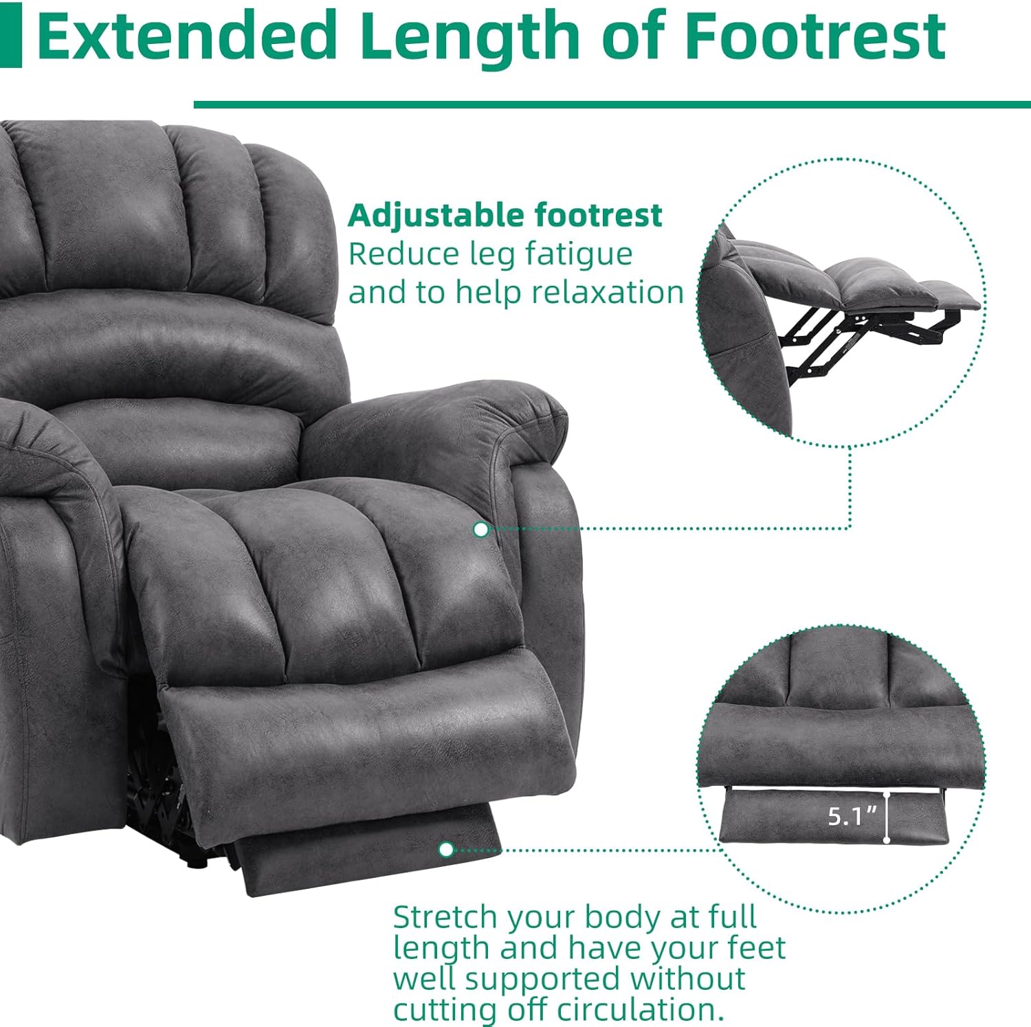Gray Power Lift Recliner Chair with Heat & Massage O743