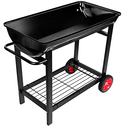 Metal Raised Planter Box on Wheels with Gardening Kit B381099