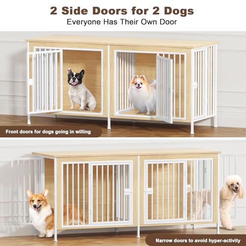 39.96" XL Wooden Large Dog Crate Furniture with 2 Doors G320