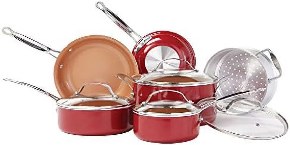 10 pc copper-infused ceramic non-stick cookware set H446