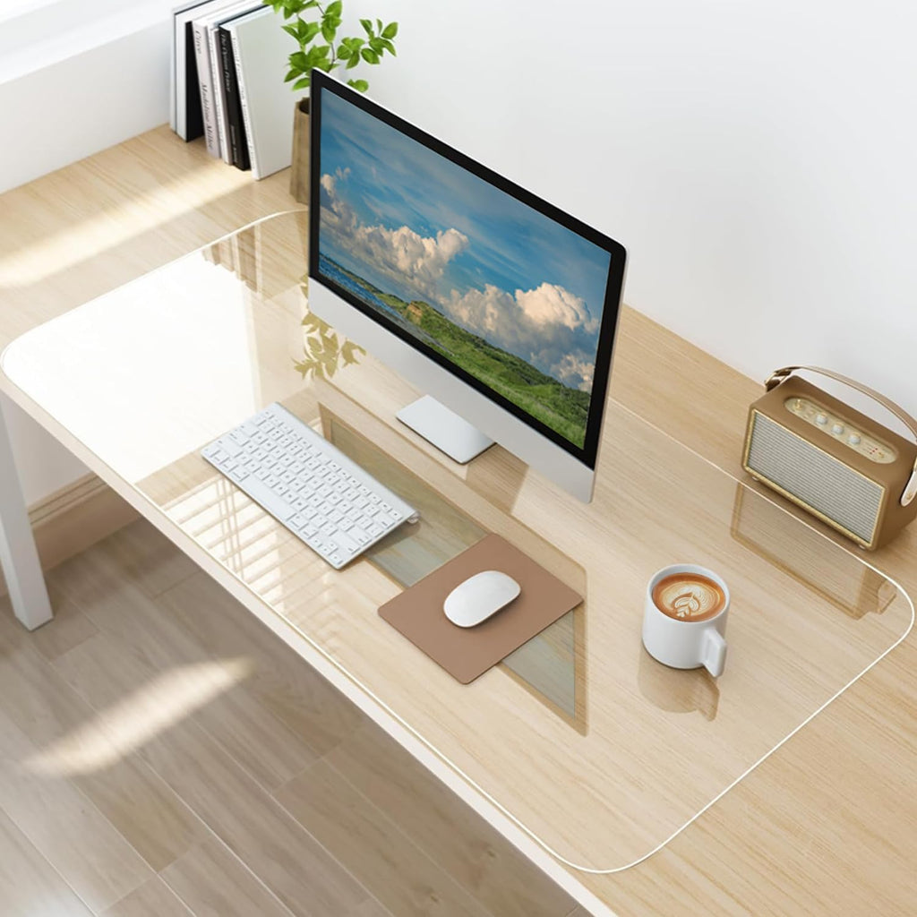 Clear Desk Mat, Non-Slip PVC Desk Protector with Round Edge (47.2"*23.6") W361