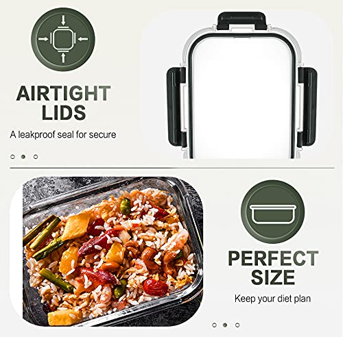 10 Packs 30 oz Glass Meal Prep Containers with Lids S388