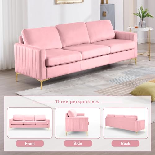 Pink Velvet 3 Piece Sofa Set A3120