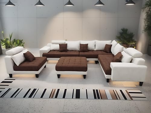 Large 5-Piece Grey Microfiber Fabric Sectional Sofa Set O124