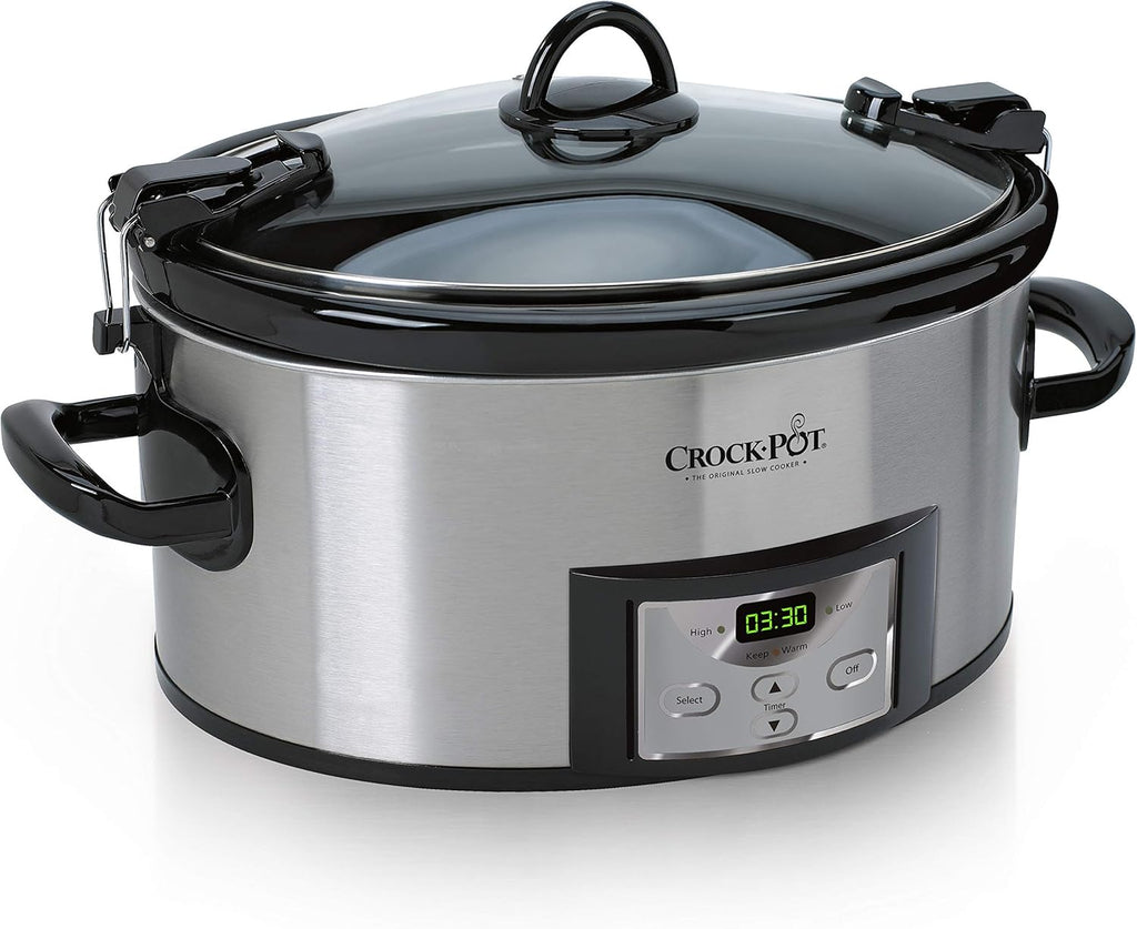 6 Quart Programmable Slow Cooker with Digital Timer, Stainless Steel Y385