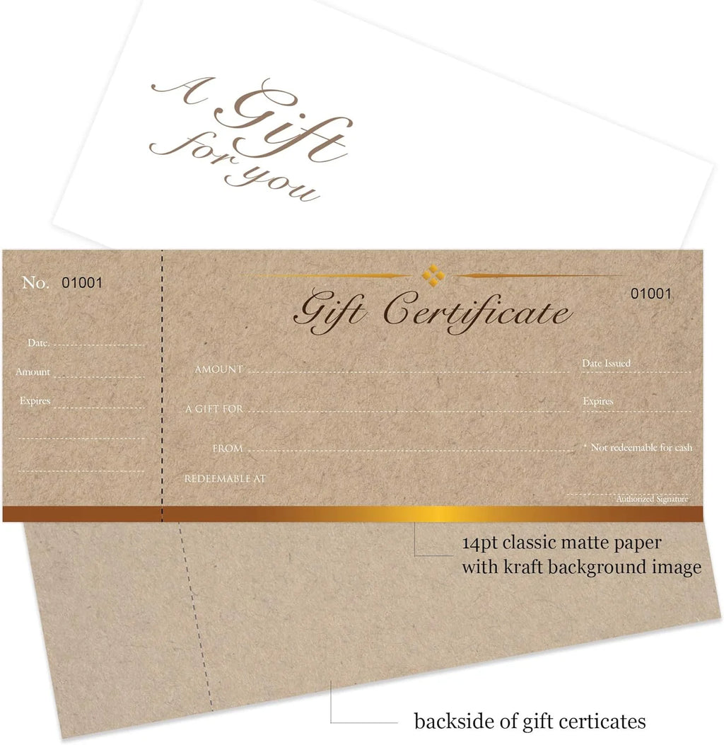 25 Set Gift Certificates Cards With Envelopes F98249