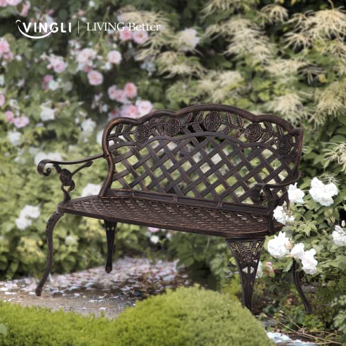 42.5" Black Cast Aluminum Outdoor Bench S3879