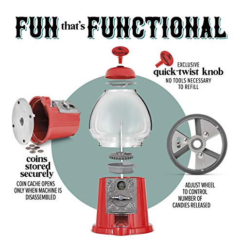 15 Inch Candy Dispenser with Stand Durable Aluminum Frame Includes 2lbs Bag of Gumballs 0.62 Inch Gumballs R8769