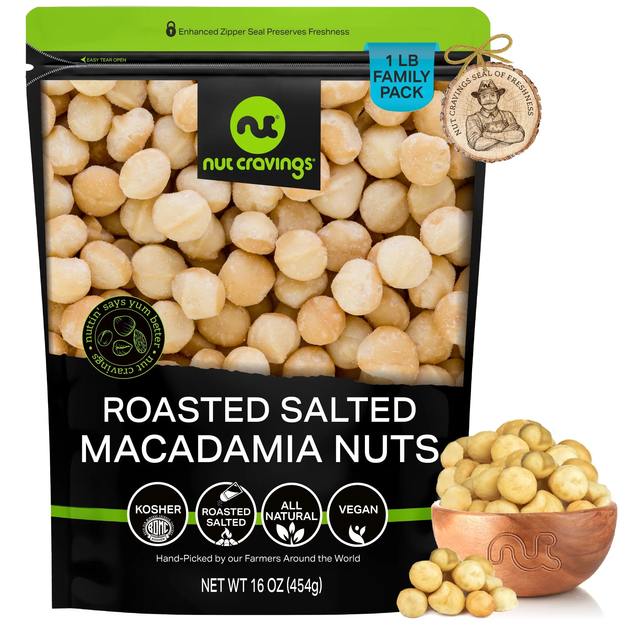 Roasted & Salted Macadamia Nuts (16oz - 1 lbs) A18789