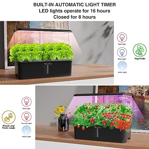 18 Pods Indoor Hydroponic Growing System with LED Grow Light, Black G997692