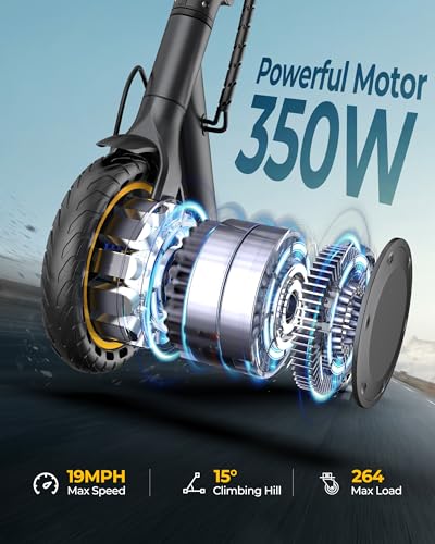 Electric Scooter with 8.5" Tire, 350W Motor, 19 MPH Top Speed, 21 Miles Max Range, Folding L4348